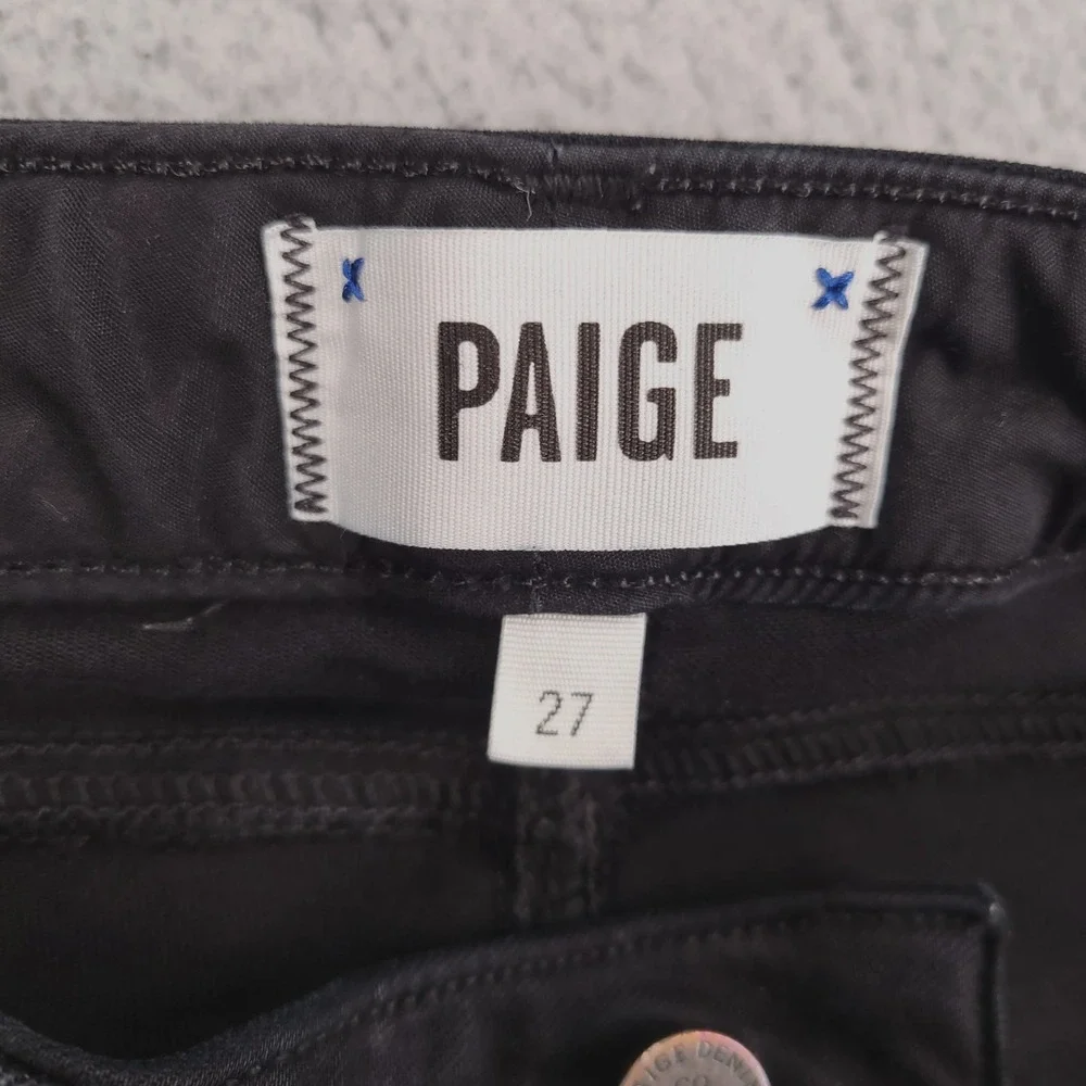 PAIGE Jeans Size 27 Skyline Straight Low Rise Black Stretch Denim 27x33
